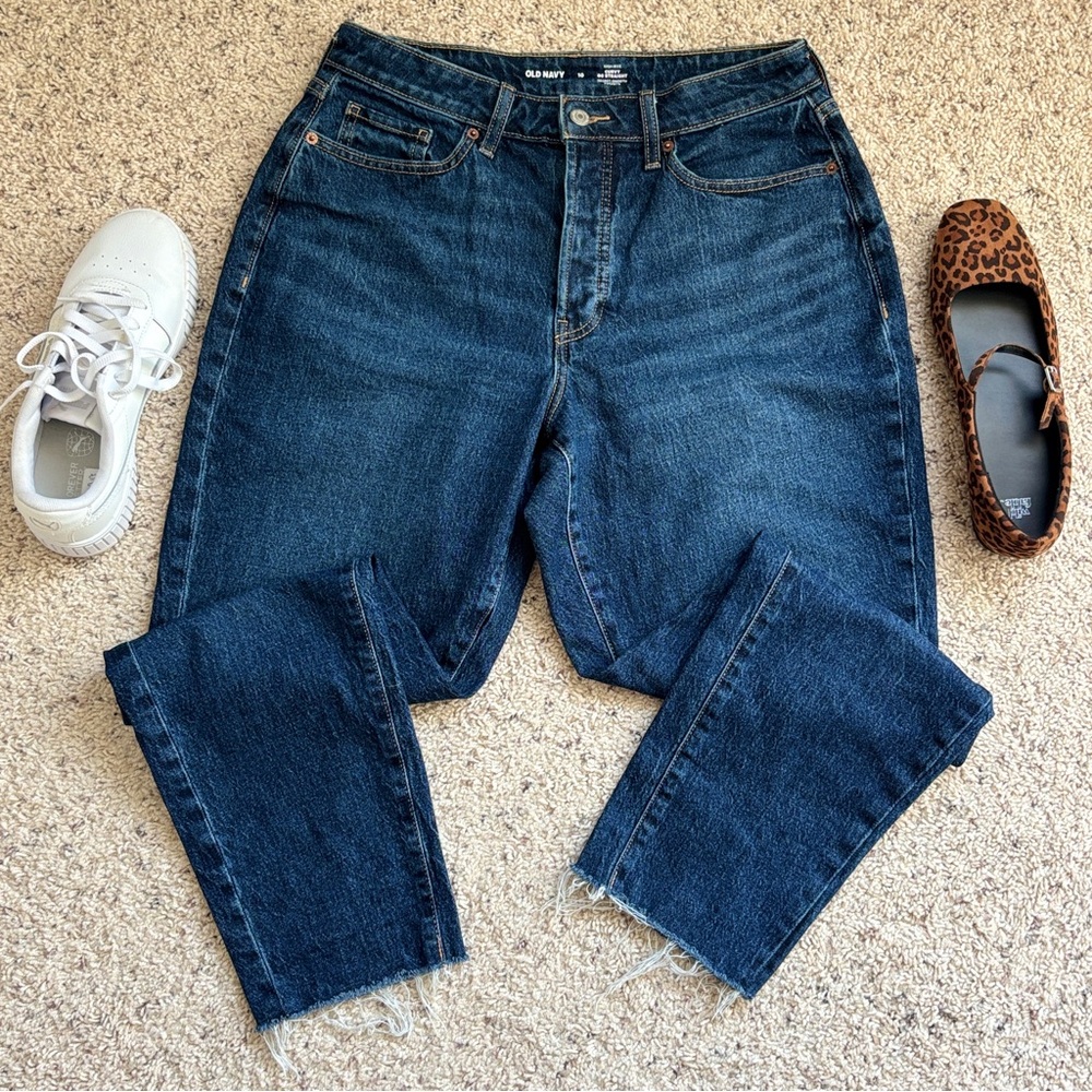 Streetwear Casual Old Navy Dark wash high rise curvy OG straight  jeans, size 10